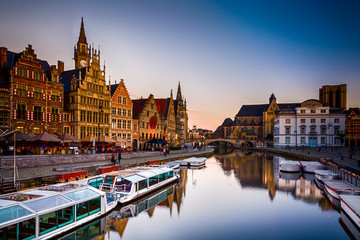 Beautiful view of Ghent old historical town in Belgium