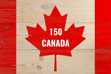 canada 150, wooden background