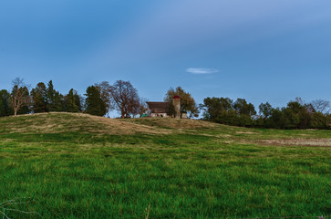 Old barn in a farm meadow near Des Moines, Iowa