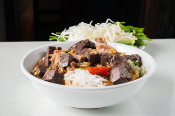 Popular Thai Northern Food,Spicy rice noodle soup or rice vermicelli soup,Kanom Jeen