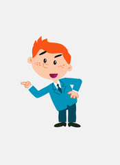 White businessman. Vector illustration isolated in a funny cartoon style. The character is in an incisive posture, in a positive attitude.