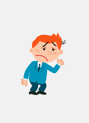 White businessman. Vector illustration isolated in a funny cartoon style. The character is very tired and somewhat dizzy.