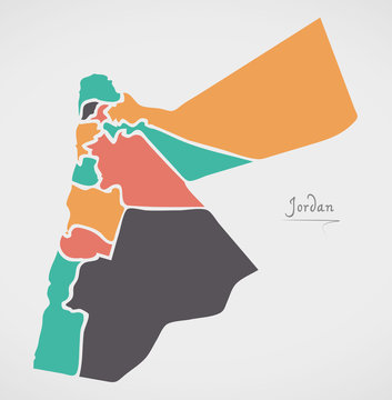Jordan Map with states and modern round shapes