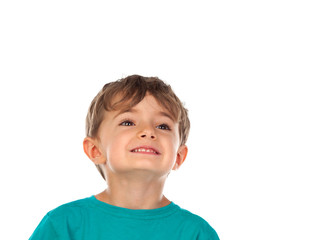 Cute child with four years and green t-shirt