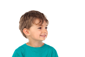 Cute child with four years and green t-shirt