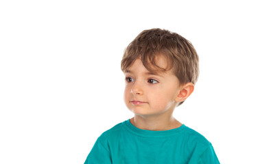 Cute child with four years and green t-shirt