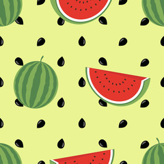 Minimalist watermelon high quality seamless pattern. Cute seamless pattern with watermelons. Vector background. Good for wallpaper, invitation cards, textile print. Vector trendy illustrations.