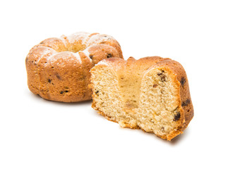 Cupcake with raisins isolated