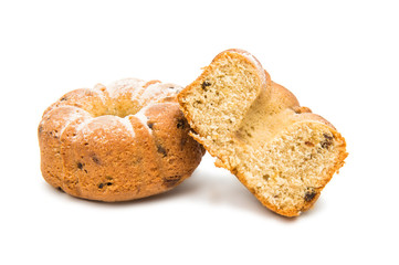Cupcake with raisins isolated