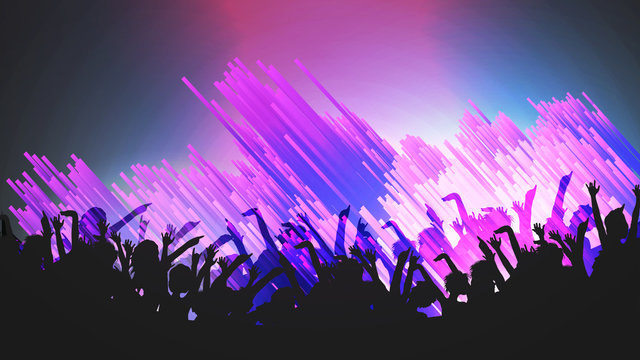 Party People Crowd, Festive Disco Event Background - Vector Illustration.