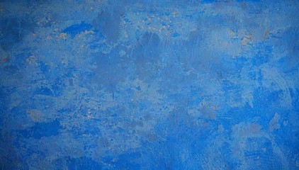 Fototapeta na wymiar Alte blaue Mauer mit Flecken als Hintergrund