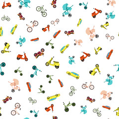 Seamless pattern with Various types of transport