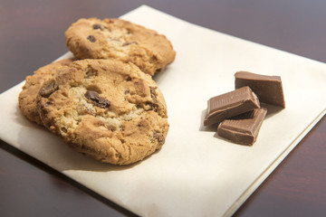 Chocolate chip cookies with chocolate pieces 