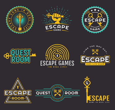 Efeito de texto do logotipo do jogo 3d escape room