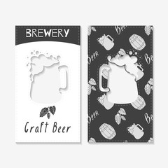 Hand drawn silhouettes. Brewery business cards