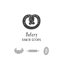 Hand drawn silhouettes. Bakery logo templates for craft food packaging or brand identity
