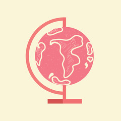 Flat Design Of World Globe,vector.