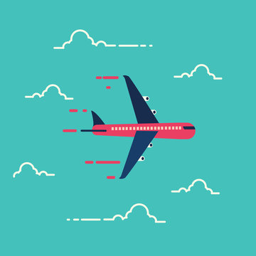 Airplane in the air,Transportation,vector illustration.
