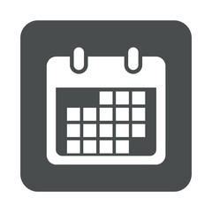 Icono plano calendario en cuadrado gris