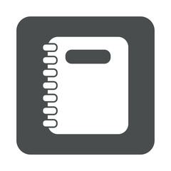 Icono plano cuaderno en cuadrado gris
