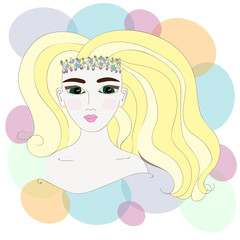 Portrait of a beautiful girl with long blond hair