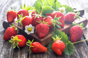 Fresh strawberry on wooden background