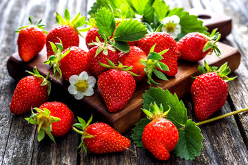 Fresh strawberry on wooden background
