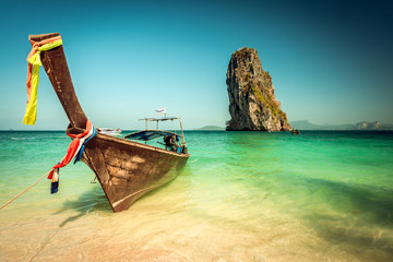 Boats at Koh Phi Phi Island beach at Thailand