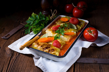 golabki - polish cabbage rolls in tomato sauce