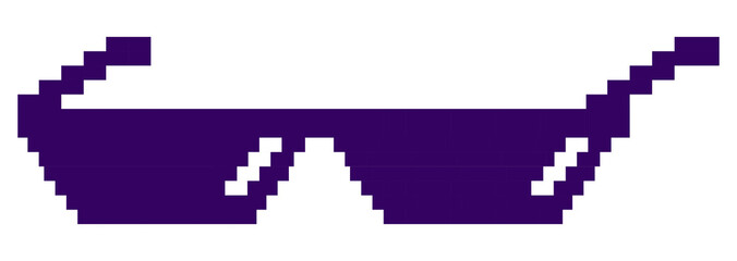 Obraz premium Pixel sun-glasses. Flat design style. Sunglasses silhouette. Simple icon. Modern flat icon in stylish colors