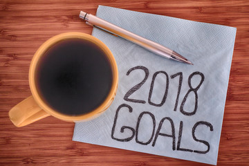 2018 Goals handwriting on a napkin