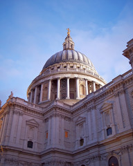 United Kingdom, London, St Paul's cathedral dome in the twilight