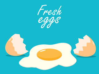 break eggs eggshells cracked fresh egg flat vector