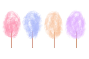 Vector set of realistic isolated cotton sugar candy on the white background.