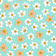 Colorful flowers seamless background.