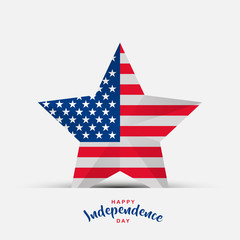 American Independence Day background with star in national flag colors, greeting card