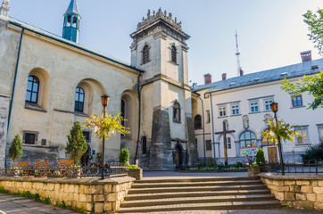 Obraz premium Cityscape background of old part of Lviv city in Ukraine