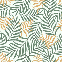 Tropical background with palm leaves. Seamless floral pattern