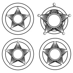 five pointed sheriffs star in circle set