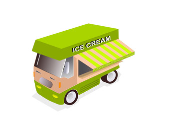 illustration of ice cream truck on white background