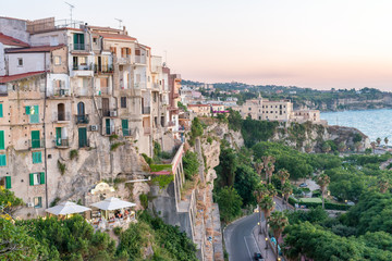 Fototapeta premium Ancient cityscape of Tropea, buildings along the sea