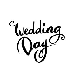 Wedding day text on white background calligraphy lettering