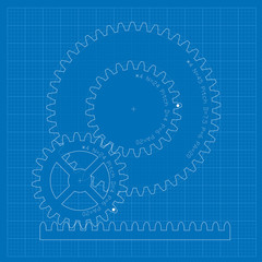 Vector blueprint art with gears