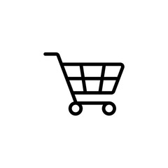 trolley, shopping, market basket, web store line icon black on white