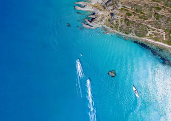 Capo Vaticano, Calabria - Italy. Amazing panoramic overhead aerial view of coastline on a sunny day