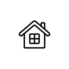 home, building, house with window line icon black on white