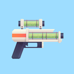 Flat cartoon sci-fi gun blaster with acid liquid © Yuzach