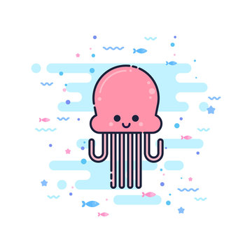 Cute cartoon octopus character 