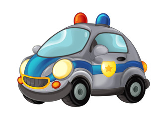 Cartoon police car - isolated - illustration for children