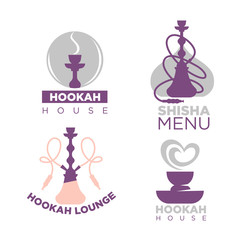 Hookah house logotypes colorful set isolated on white